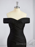 Sheath/Column Off-the-Shoulder Sweep Train Jersey Bridesmaid Dress