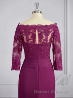 Sheath/Column Off-the-Shoulder Sweep Train Mother of the Bride Dress With Appliques Lace