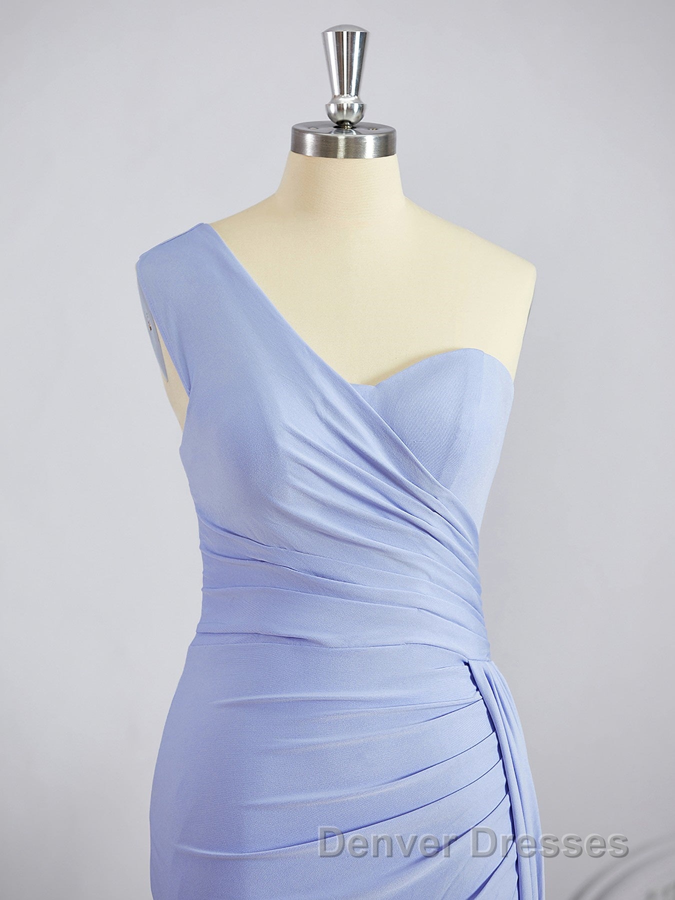 Sheath/Column One-Shoulder Sweep Train Jersey Bridesmaid Dress Secondary image
