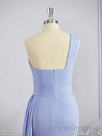Sheath/Column One-Shoulder Sweep Train Jersey Bridesmaid Dress
