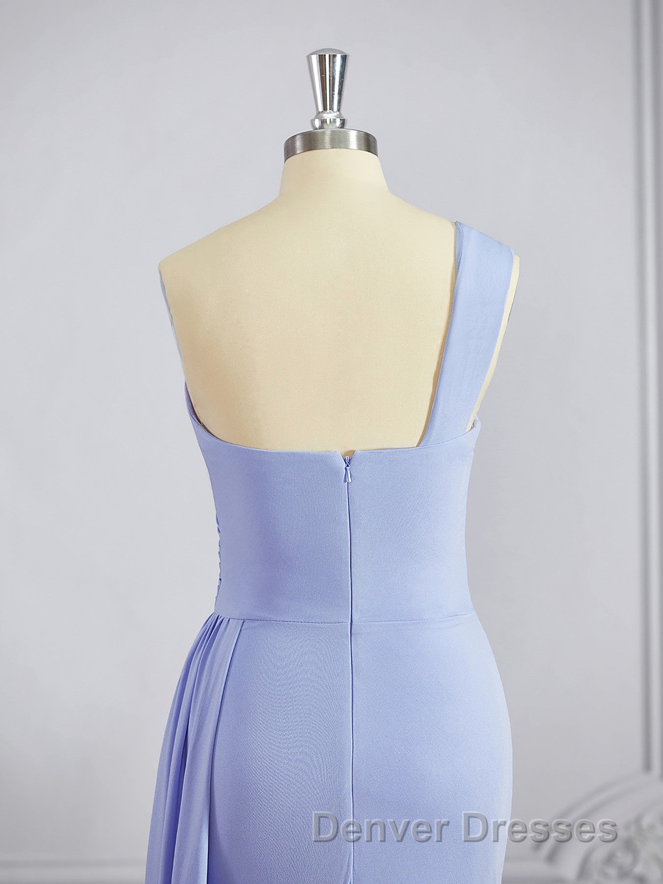 Sheath/Column One-Shoulder Sweep Train Jersey Bridesmaid Dress