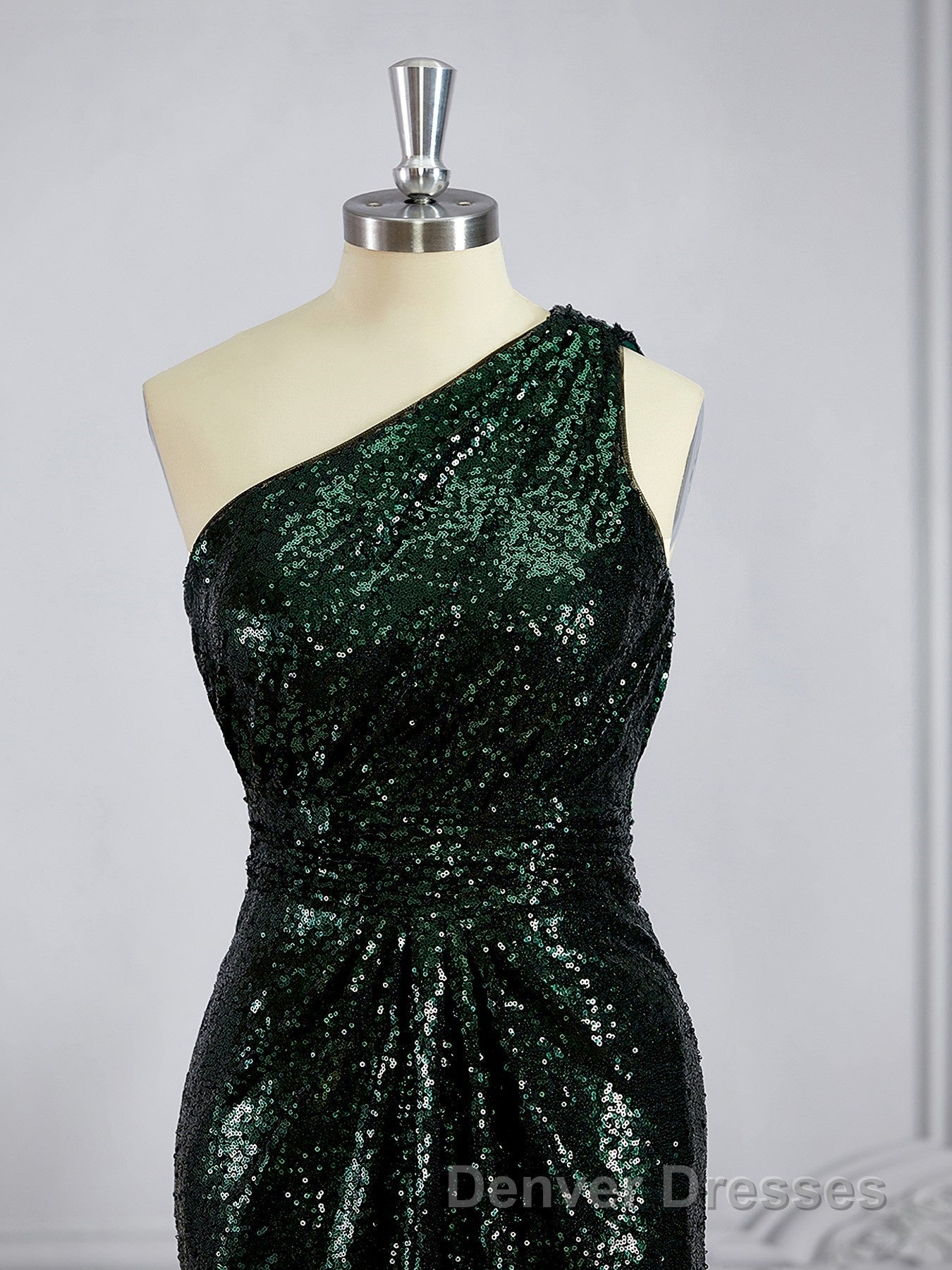 Sheath/Column One-Shoulder Sweep Train Sequins Bridesmaid Dress Secondary image