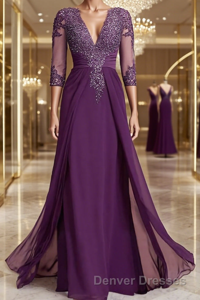 Sheath/Column Scoop Floor-Length Chiffon Mother of the Bride Dress With Lace Main image