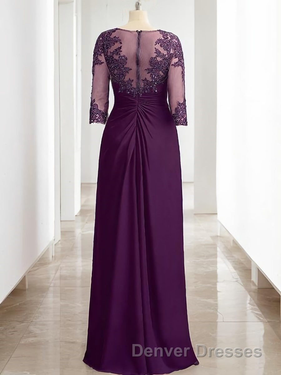 Sheath/Column Scoop Floor-Length Chiffon Mother of the Bride Dress With Lace Secondary image