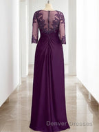 Sheath/Column Scoop Floor-Length Chiffon Mother of the Bride Dress With Lace