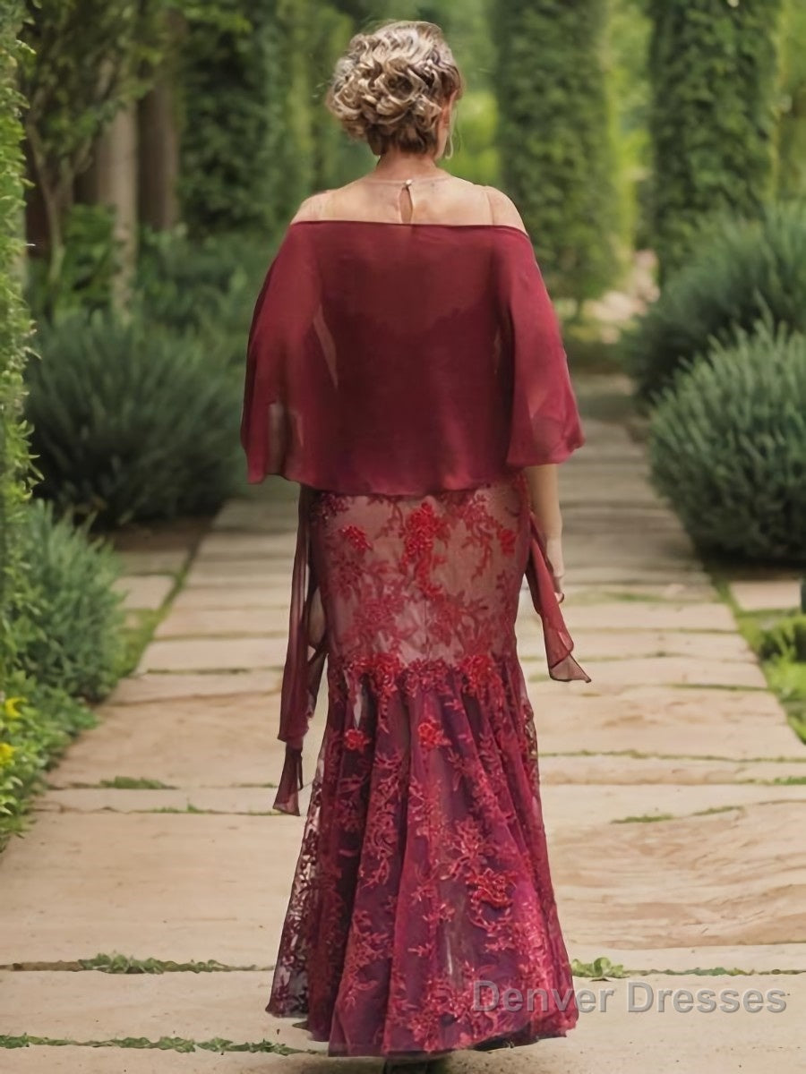 Sheath/Column Scoop Floor-Length Lace Mother of the Bride Dresses With Appliques Lace Secondary image