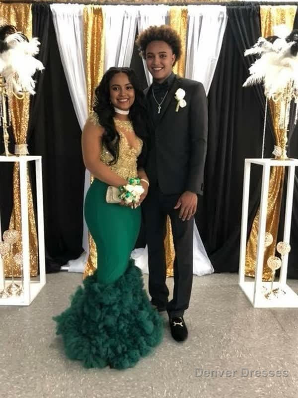 Green Prom Dress Sheath/Column Stretch Crepe Applique Scoop Sleeveless Floor-Length Dresses