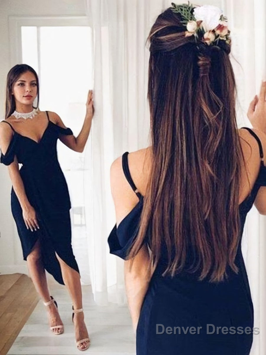 Sheath/Column V-neck Asymmetrical Stretch Crepe Homecoming Dresses Secondary image