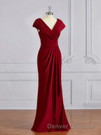 Sheath/Column V-neck Floor-Length Jersey Mother of the Bride Dress With Ruffles