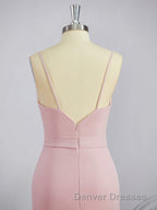 Sheath/Column V-neck Sweep Train Stretch Crepe Bridesmaid Dress with Leg Slit