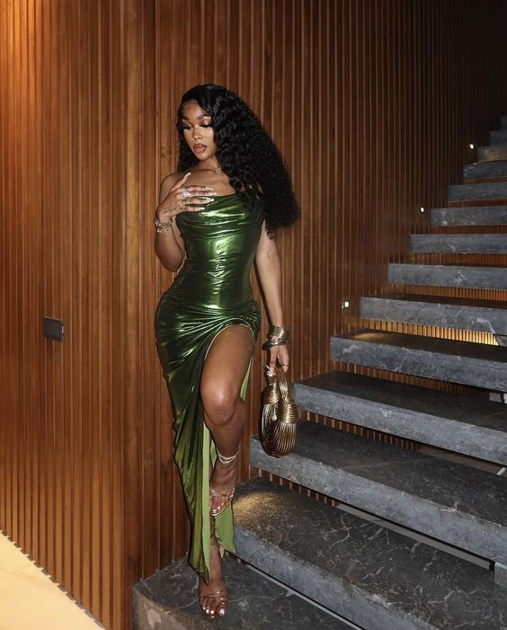 Sheath Evening Dress For Black Girls, Green Prom Dress, Evening Party Dress Secondary image