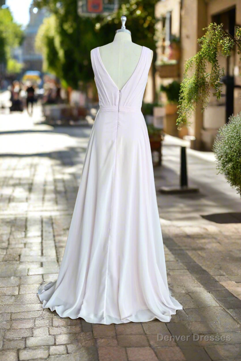 Sheath Floor Length V-Neck Chiffon Bridesmaid Dresses Secondary image