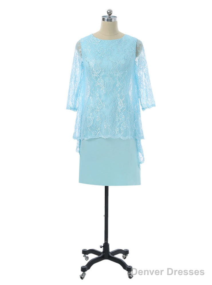 Sheath Knee Length With Jacket Chiffon Lace Groom Short Mother Dresses For Wedding Main image
