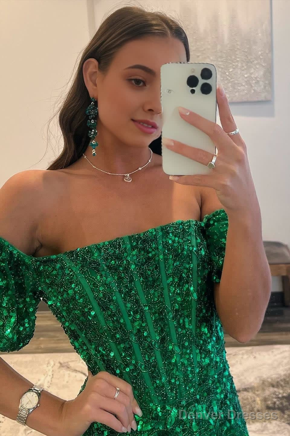 Sheath Off-the-Shoulder Sequins Long Prom Dress Secondary image