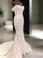 Sheath Off-The-Shoulder Short Sleeves Court Train Jersey Wedding Dress