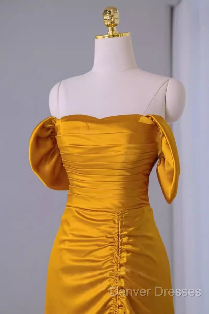 Sheath Off The Shoulder Yellow Prom Dress Evening Dress