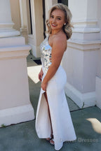 Sheath One Shoulder Cut Mirror Sequins Prom Dress