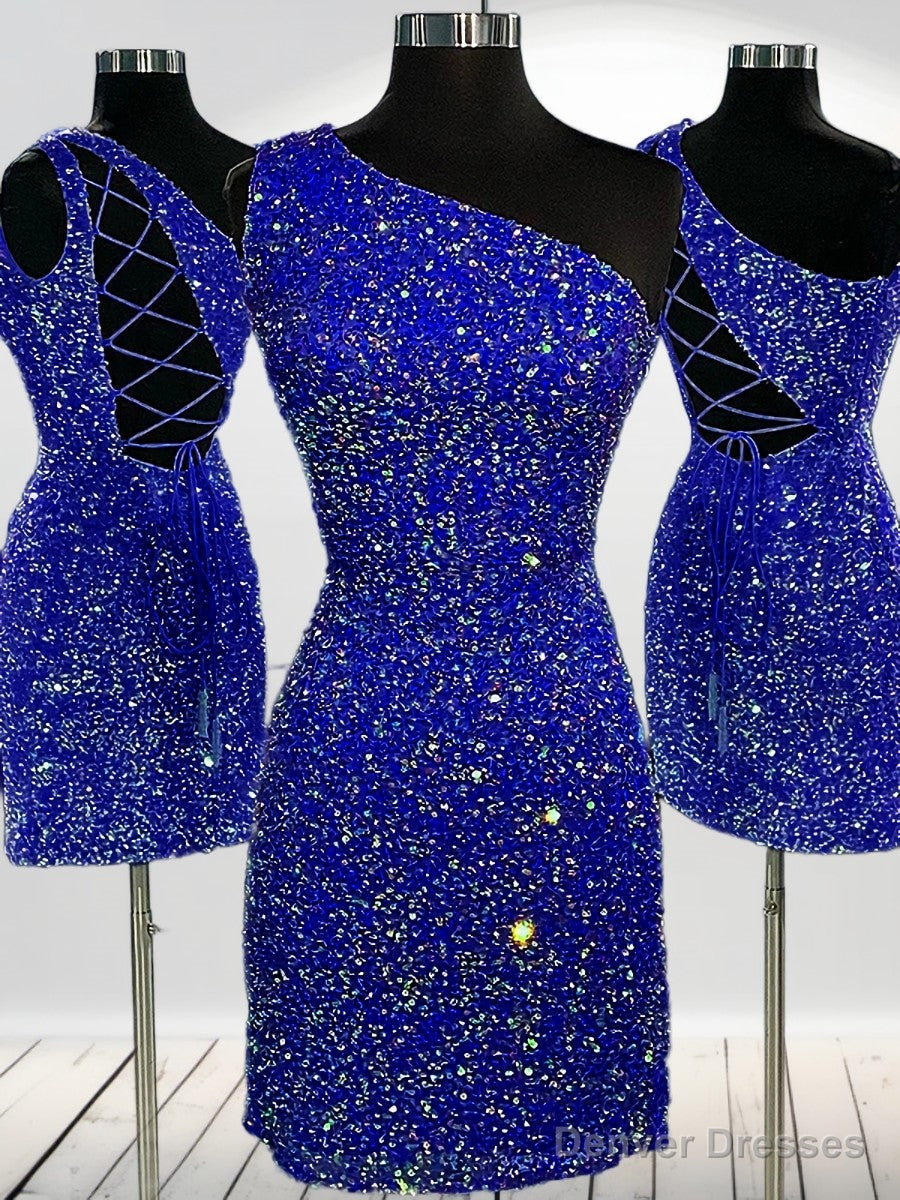 Sheath One-Shoulder Sequin Short/Mini Velvet Sequins Dress Main image