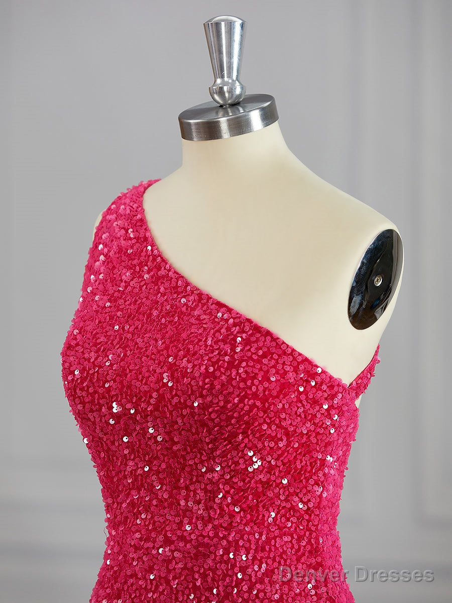 Sheath One-Shoulder Sequin Short/Mini Velvet Sequins Dress