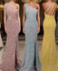 Sheath One-Shoulder Sequin Sweep Train Velvet Sequins Dress