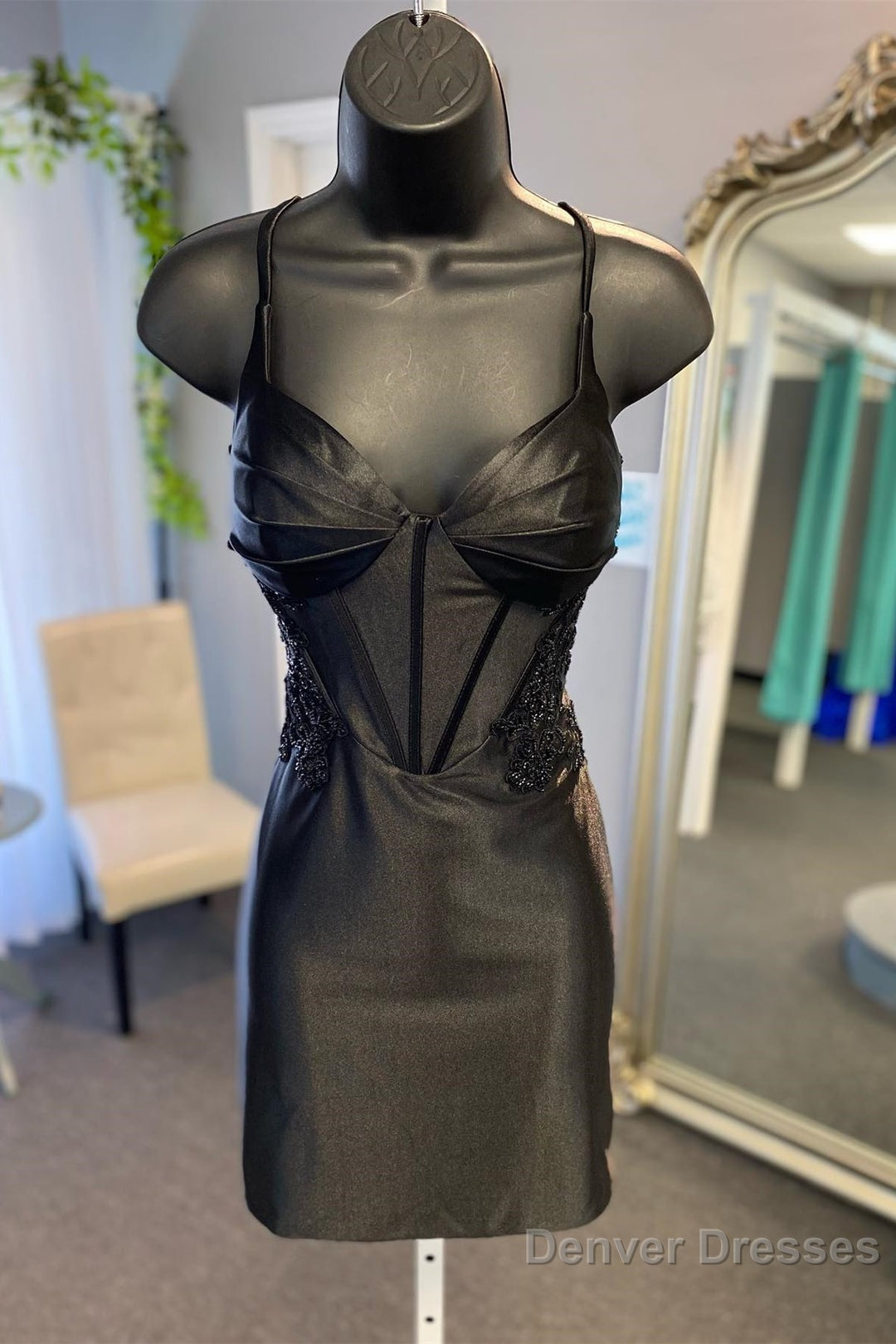 Sheath Satin Homecoming Dress with Appliques