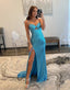 Sheath Spaghetti Strap Sequin Prom Dress with Slit