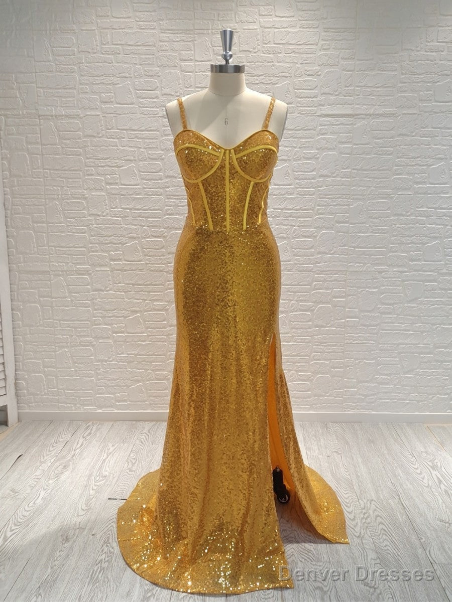 Sheath Spaghetti Straps Sequin Sweep Train Sequins Dress