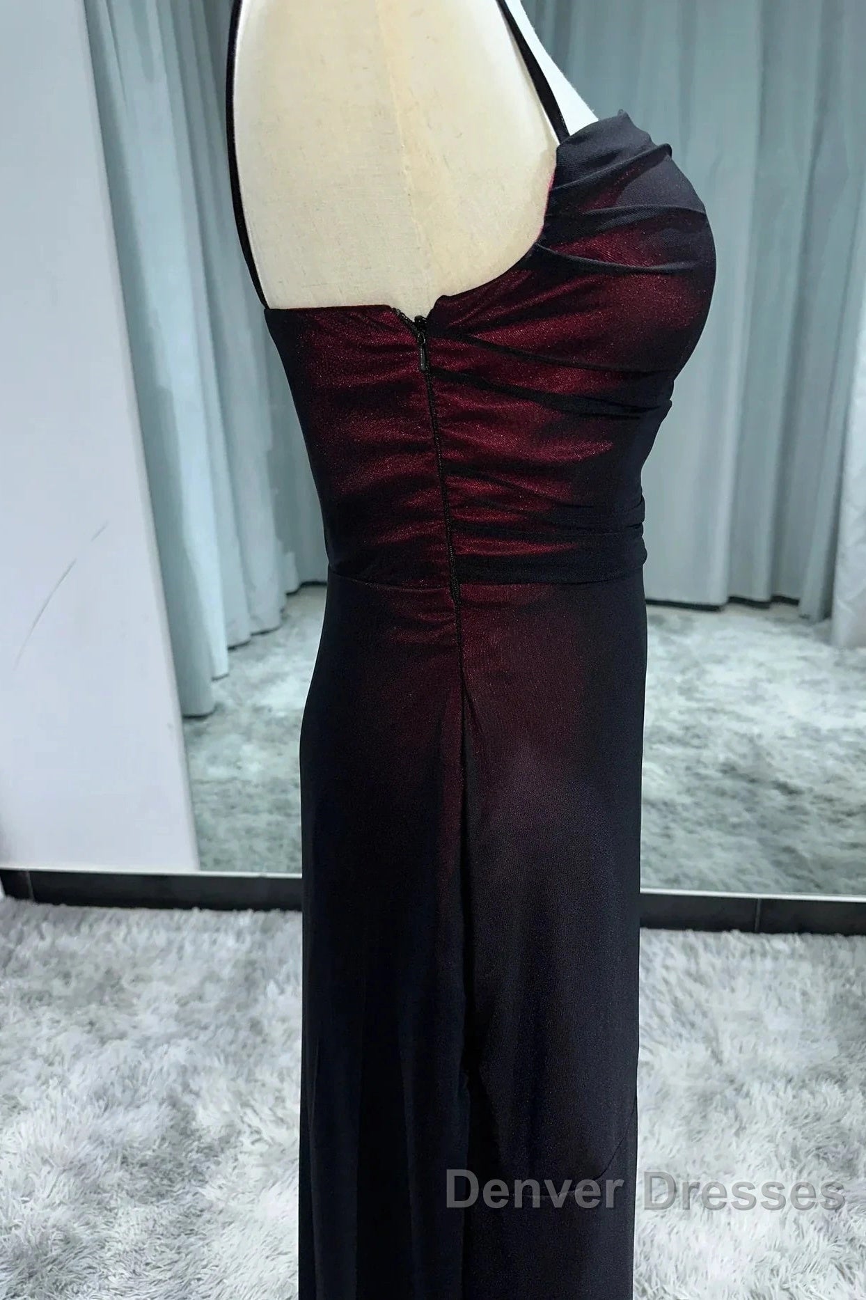 Sheath Spaghetti Straps Tulle Long Prom Dress With Silt