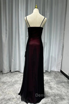 Sheath Spaghetti Straps Tulle Long Prom Dress With Silt