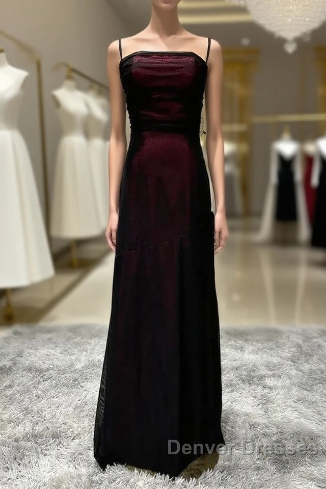 Sheath Spaghetti Straps Tulle Long Prom Dress With Silt Main image