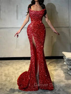 Sheath Straight Court Train Prom Dress