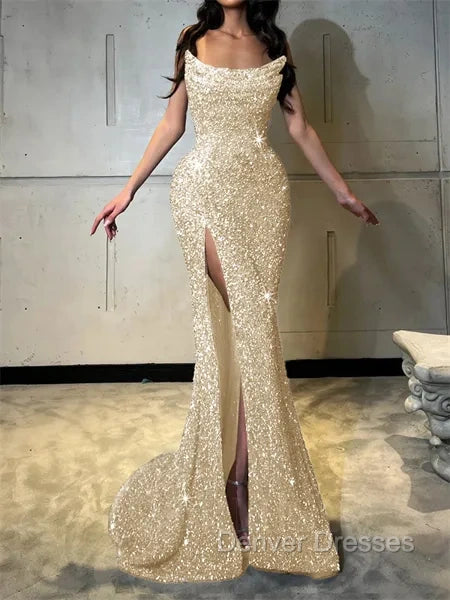 Sheath Straight Court Train Prom Dress