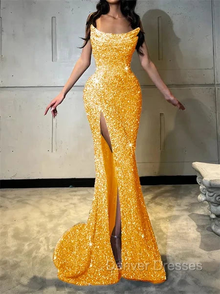 Sheath Straight Court Train Prom Dress