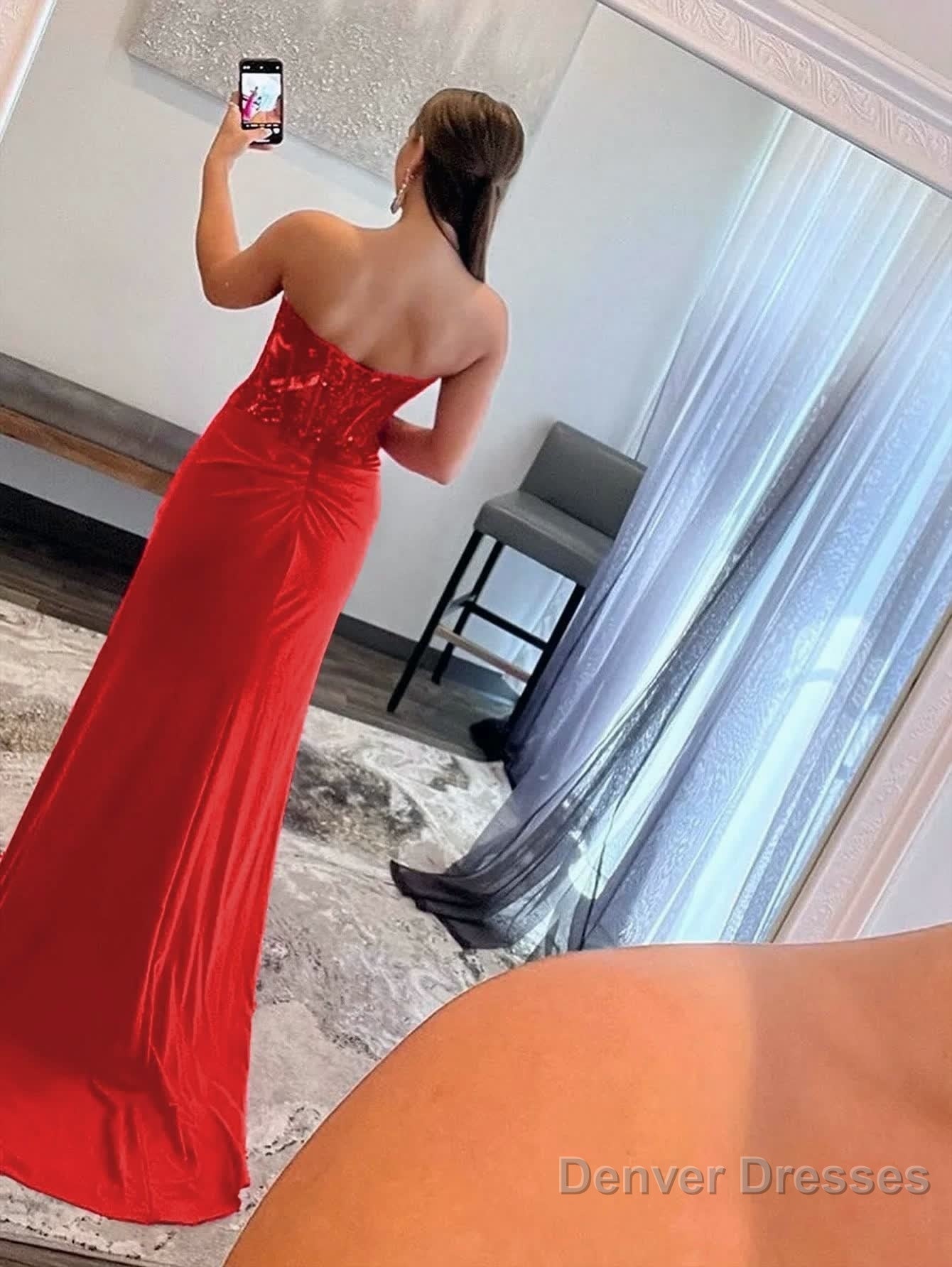 Sheath Strapless Sweetheart Long Prom Dress with Slit