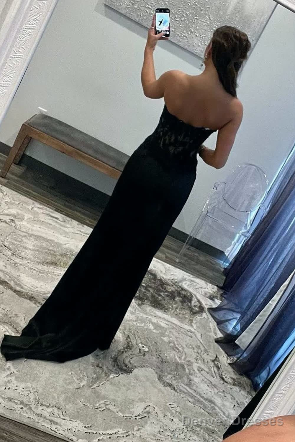 Sheath Sweetheart Long Satin Prom Dress with Slit Secondary image