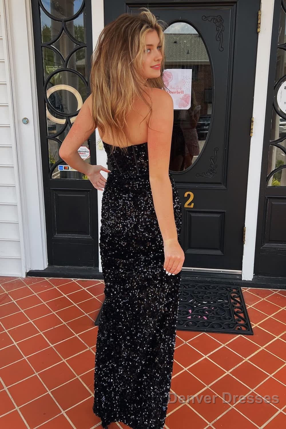 Sheath Sweetheart Sequins Prom Dress with Slit Secondary image