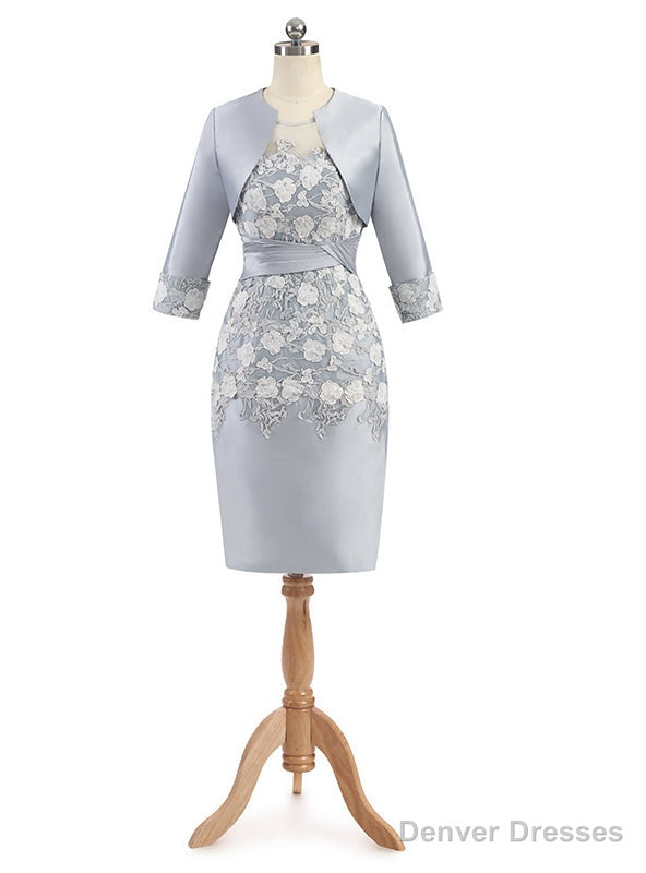 Sheath Three Quarter Sleeve Knee length Lace Mother of the Bride Dresses Main image