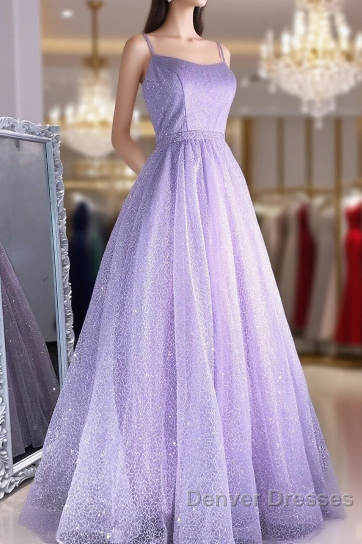 Shiny Lilac Long Prom Dress, Purple Long Formal Evening Graduation Dress Main image