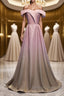Shiny Off Shoulder Pink Ombre Prom Dress, Pink Ombre Formal Graduation Evening Dress