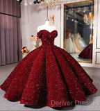 Shiny Off The Shoulder Burgundy Purple Long Prom Dress, Wine Red Purple Formal Evening Dress
