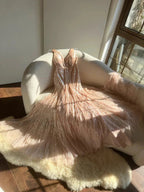 Shiny Princess Pink V-Neck Sequined Backless Mermaid Long Prom Dress