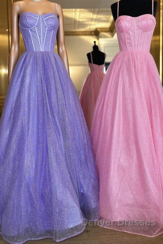 Shiny Purple Pink Long Prom Dress, Purple Pink Long Formal Evening Dress Main image