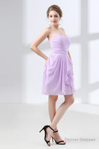Short A Line Ruffle Strapless Homecoming Dresses