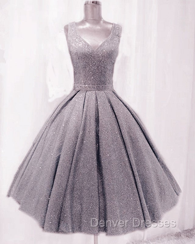 Short Ball Gown Prom Homecoming Dress Sequins V Neck