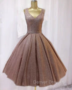 Short Ball Gown Prom Homecoming Dress Sequins V Neck