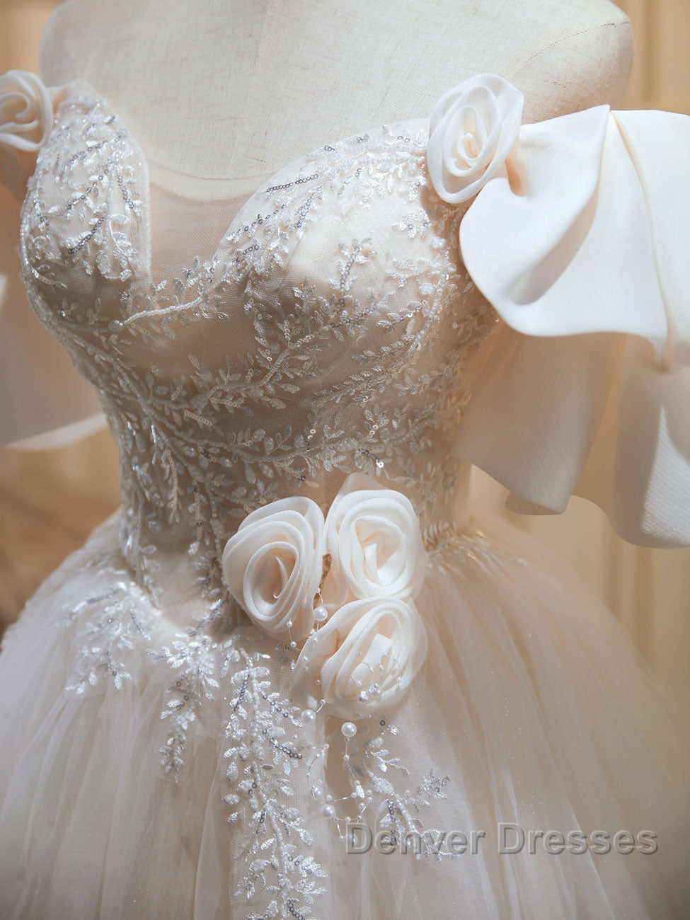 Short Beige Prom Dress, Beige Tulle Lace Homecoming Dress