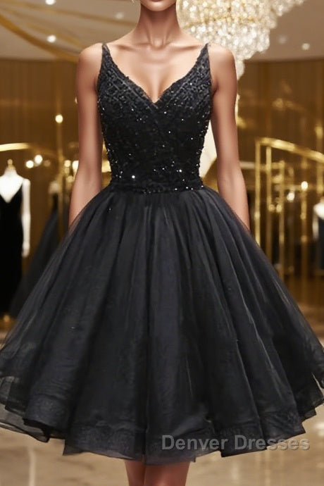 Short Black Lace Prom Dress, Short Black Lace Homecoming Graduation Dress Main image