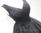 Short Black Lace Prom Dress, Short Black Lace Homecoming Graduation Dress