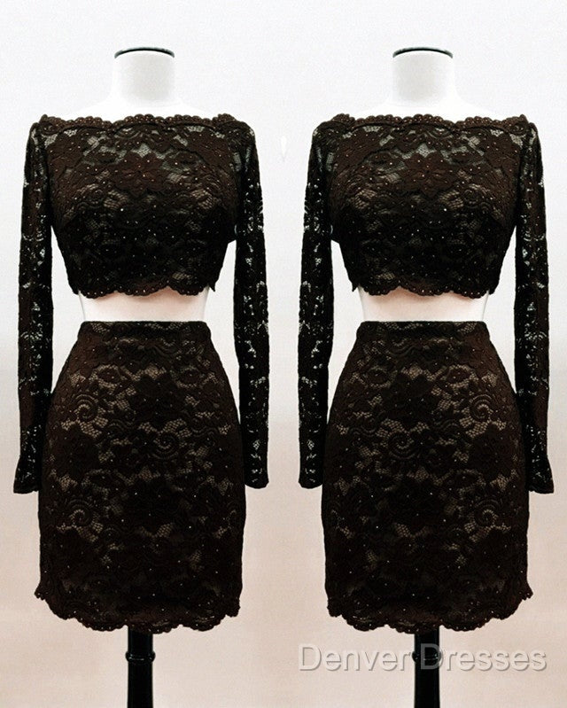 Short Black Lace Two Piece Prom Dress Secondary image