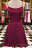 Short Burgundy Backless Prom Dress, Short Burgundy Backless Formal Graduation Homecoming Dress
